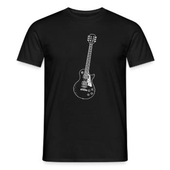 Croquis de guitare en noir et blanc - LesPaul - T-shirt homme - noir - Devant - AI Model Male 178 light (178cm)