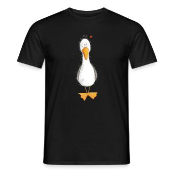 Seagull holiday sea with heart - Men's T-Shirt - black - Front - AI Model Male 178 light (178cm)