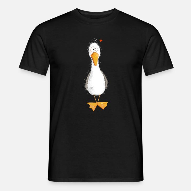 Möwe Urlaub Meer Mit Herz - Männer T-Shirt - Schwarz