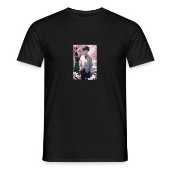 Anime Boy Kirschblüten - Männer T-Shirt - Schwarz - Vorne - AI Model Male 178 light (178cm)