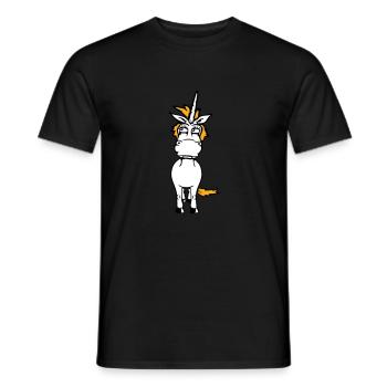 Einhorn Albern Witzig Lustig Komisch Comic Cartoon - Männer T-Shirt - Schwarz - Vorne - AI Model Male 178 light (178cm)