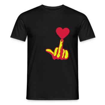 fuck love love love heart Finger - Männer T-Shirt - Schwarz - Vorne - AI Model Male 178 light (178cm)