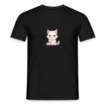Chat avec de l’attitude - T-shirt homme - noir - Devant - AI Model Male 178 light (178cm)