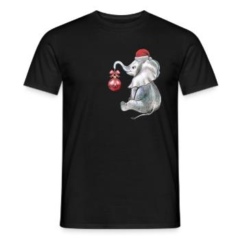 Christmas, funny elephant - Men's T-Shirt - black - Front - AI Model Male 178 light (178cm)