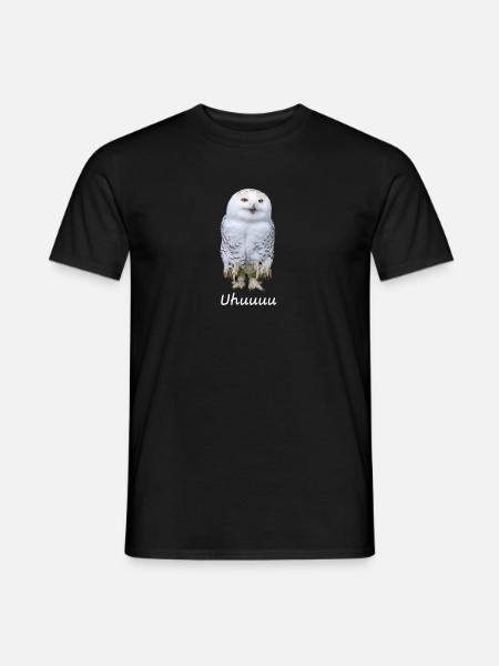 Lustiges Uhu Eulen-T-Shirt – „Uhuuuu!“ - Männer T-Shirt - Schwarz