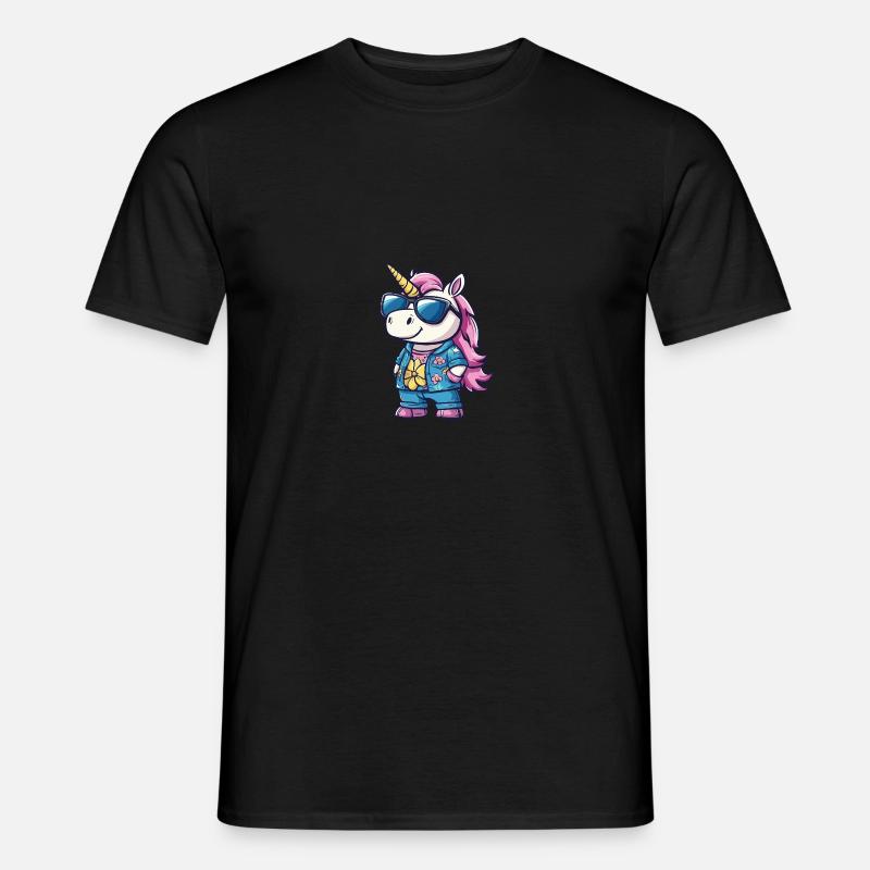 Einhorn Cool Sommer - Männer T-Shirt - Schwarz