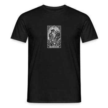 Carte de tarot de couple de squelette gothique vintage avec - T-shirt homme - noir - Devant - AI Model Male 178 light (178cm)