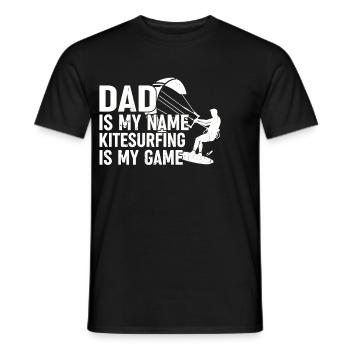 Kitesurfer Dad is my name Kitesurfing is my game - Männer T-Shirt - Schwarz - Vorne - AI Model Male 178 light (178cm)