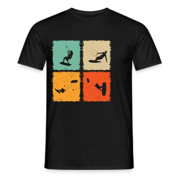 Kitesurfing Silhouette Kitesurfer Kiteboarding - Männer T-Shirt - Schwarz - Vorne - AI Model Male 178 light (178cm)