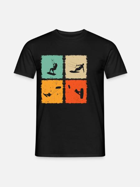 Kitesurfing Silhouette Kitesurfer Kiteboarding - Men's T-Shirt - black