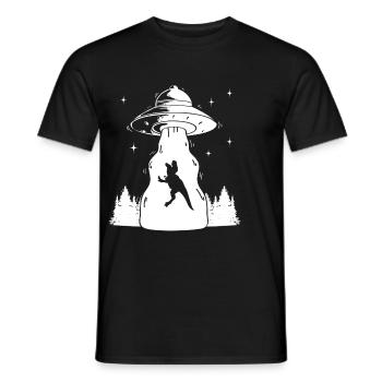 Funny Ufo Dinosaur Funny Dino - Men's T-Shirt - black - Front - AI Model Male 178 light (178cm)