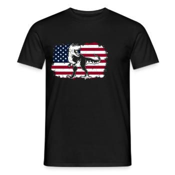 Dino Drapeau US T-Rex Dino Dinosaure - T-shirt homme - noir - Devant - AI Model Male 178 light (178cm)