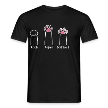 Rock Paper Scissors Hand Game Cute Paw Funny Cat - T-shirt homme - noir - Devant - AI Model Male 178 light (178cm)