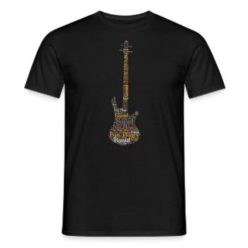 Bass Guitar Word Cloud for Bassist Bass Player - T-shirt homme - noir - Devant - AI Model Male 178 light (178cm)