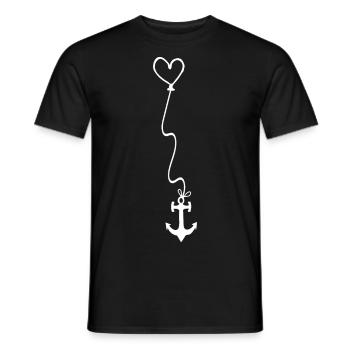 Anker mit Herz am Seil - Windstärke Oststurm - Männer T-Shirt - Schwarz - Vorne - AI Model Male 178 light (178cm)