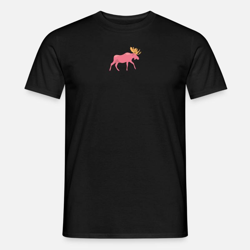 pinker Elch - Männer T-Shirt - Schwarz