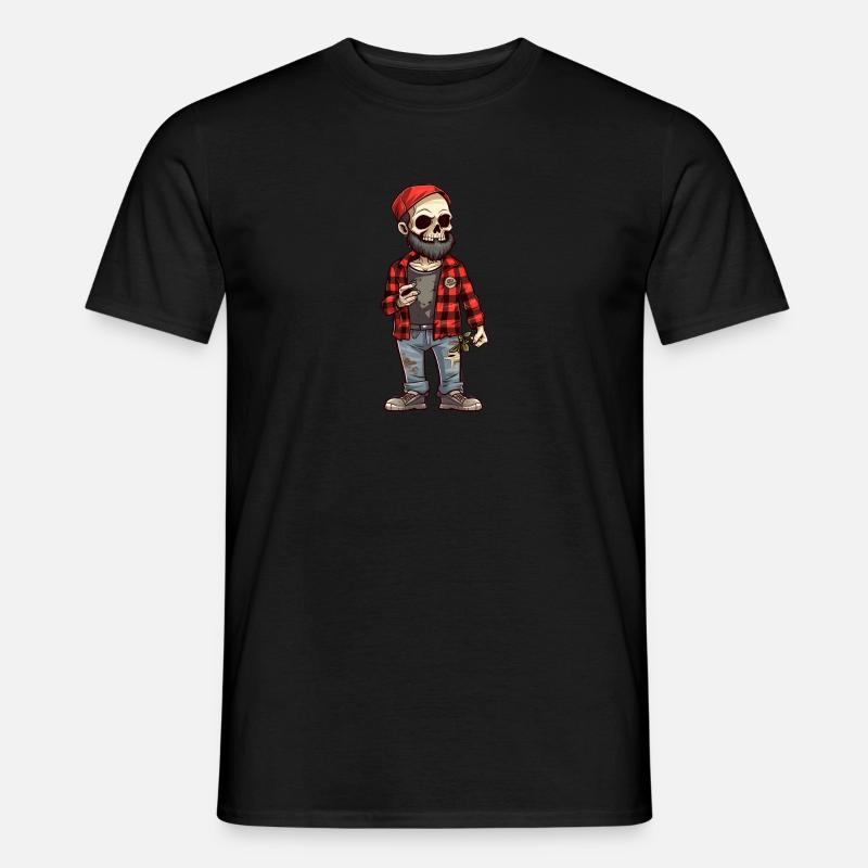 Hipster Skelett - Männer T-Shirt - Schwarz
