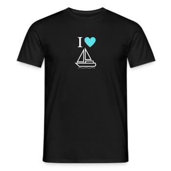 I LOVE - Boats Ships Sailboat white/ turquoise - Men's T-Shirt - black - Front - AI Model Male 178 light (178cm)