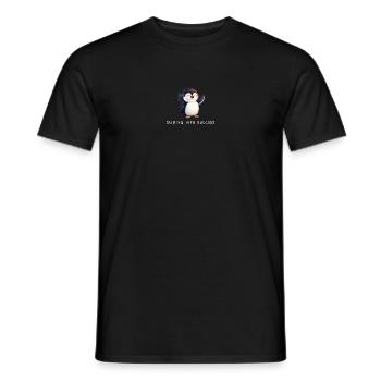 Cute Penguin "Sliding into Success" Quote - Men's T-Shirt - black - Front - AI Model Male 178 light (178cm)