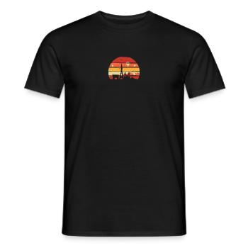 Silhouette de la ligne d’horizon du coucher de soleil à Paris - T-shirt homme - noir - Devant - AI Model Male 178 light (178cm)