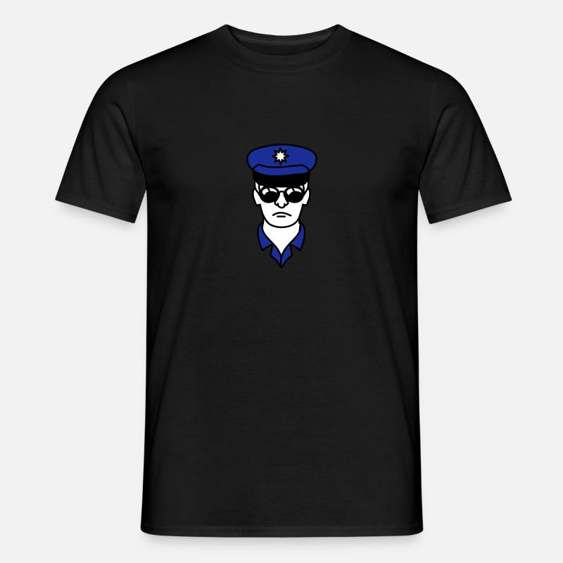Cool police man face head - Men’s T-shirt - black