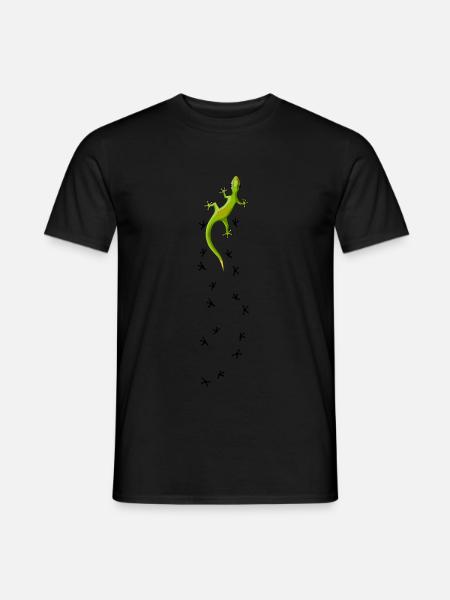 Gecko mit Spuren klettern krabbeln cooles Geschenk - Männer T-Shirt - Schwarz
