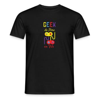 Geek de père en fils - T-shirt homme - noir - Devant - AI Model Male 178 light (178cm)