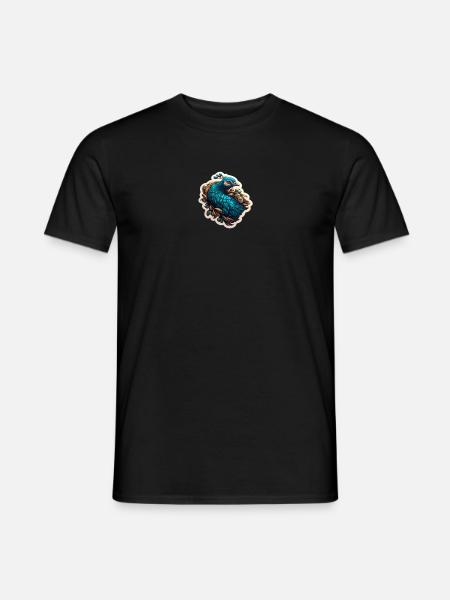 Blauer Pfau Federpracht - Männer T-Shirt - Schwarz