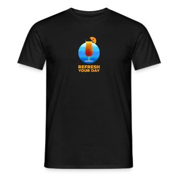 Refresh your day! - Men's T-Shirt - black - Front - AI Model Male 178 light (178cm)