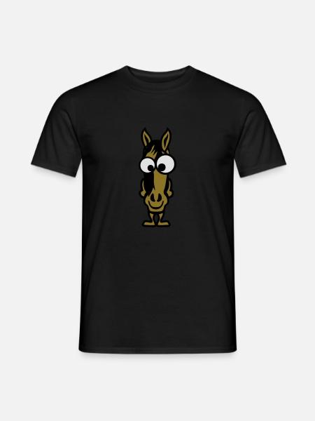 paard dier gezicht grappige cartoon paard - Heren T-shirt - zwart