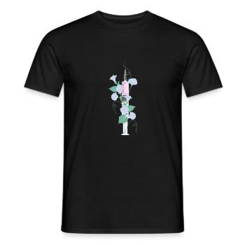 Rosa Blume Spritze - Männer T-Shirt - Schwarz - Vorne - AI Model Male 178 light (178cm)