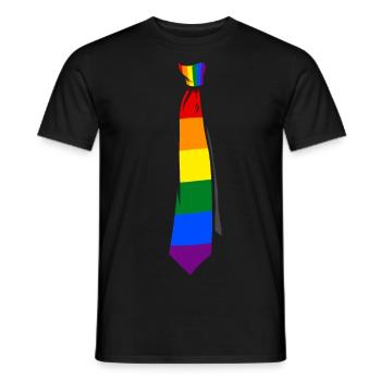Drapeau arc-en-ciel LGBT Fausse cravate Gay Pride - T-shirt homme - noir - Devant - AI Model Male 178 light (178cm)