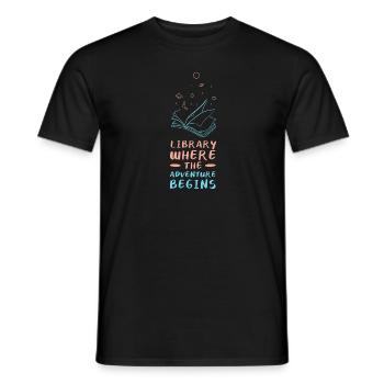 Adventure Begins At Your Library - Men's T-Shirt - black - Front - AI Model Male 178 light (178cm)