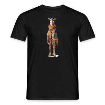 Giraffe mit Schal - Männer T-Shirt - Schwarz - Vorne - AI Model Male 178 light (178cm)