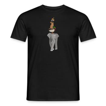 Éléphant Canard Lapin Robin Drôle d’animaux - T-shirt homme - noir - Devant - AI Model Male 178 light (178cm)