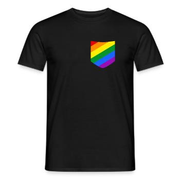 LGBT Regenbogenfahne Pocket Brusttasche Geschen - Männer T-Shirt - Schwarz - Vorne - AI Model Male 178 light (178cm)