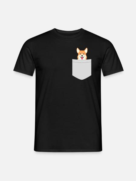 Corgi Pocket Brusttasche Hund Süß Frech Geschenk - Männer T-Shirt - Schwarz