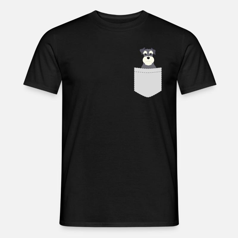 Schnauzer Pocket Brusttasche Hund Süß Geschenk - Männer T-Shirt - Schwarz