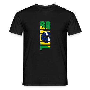 T-shirt avec drapeau et nom du Brésil - T-shirt homme - noir - Devant - AI Model Male 178 light (178cm)