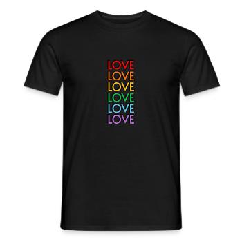 Love 6 rainbow colors gay pride - Men's T-Shirt - black - Front - AI Model Male 178 light (178cm)