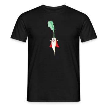 Lustiger Rettich als Held - Männer T-Shirt - Schwarz - Vorne - AI Model Male 178 light (178cm)
