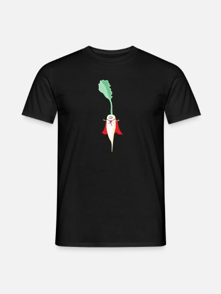Lustiger Rettich als Held - Männer T-Shirt - Schwarz