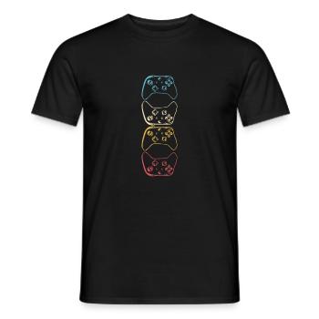 Gamer Controller Gaming jeux vidéo rétro Jeu 4 - T-shirt homme - noir - Devant - AI Model Male 178 light (178cm)