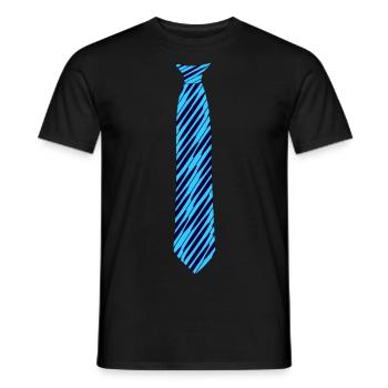 Krawatte - Muster - Schräg - Blau - Fakekrawatte - Männer T-Shirt - Schwarz - Vorne - AI Model Male 178 light (178cm)
