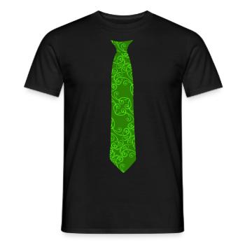 Vert faux motif de cravate cravate - T-shirt homme - noir - Devant - AI Model Male 178 light (178cm)