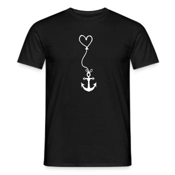 Anker mit Herz am Seil - Windstärke Nord West - Männer T-Shirt - Schwarz - Vorne - AI Model Male 178 light (178cm)