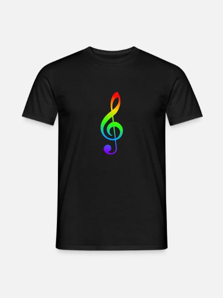 Notenschlüssel Regenbogenfarben - Männer T-Shirt - Schwarz