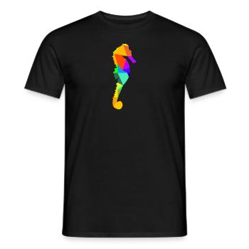 Seahorse Sea Animal Rainbow Animals Polygon - Men's T-Shirt - black - Front - AI Model Male 178 light (178cm)