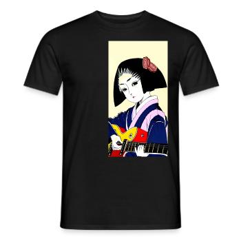 Geisha Guitar - Men's T-Shirt - black - Front - AI Model Male 178 light (178cm)