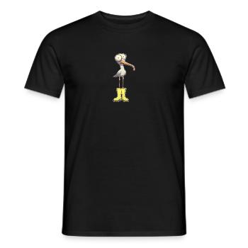 Funny seagull with rubber boots - Men's T-Shirt - black - Front - AI Model Male 178 light (178cm)